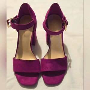 Nine West Pink Abrah Strappy Ankle Strap Block High Heels 6M